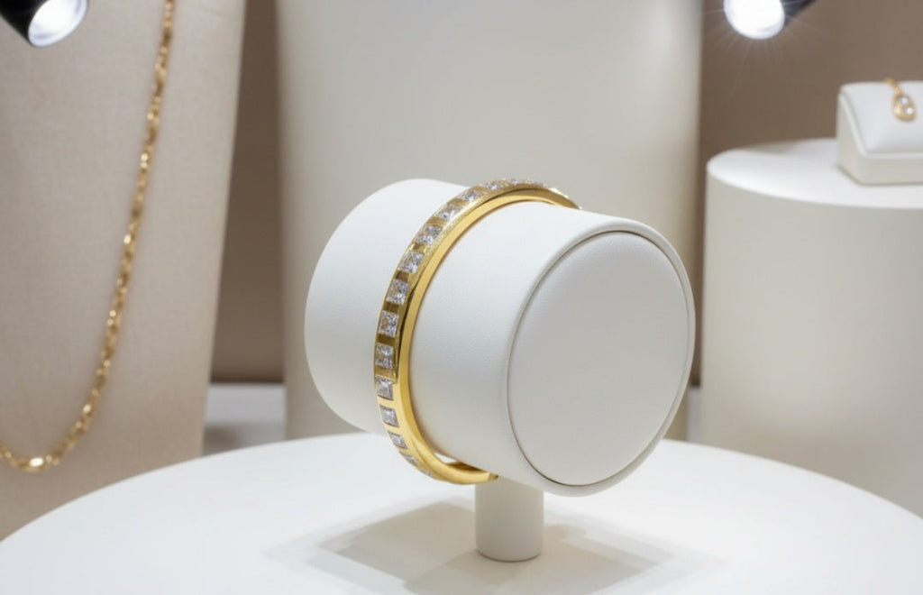 Bracciale elegante 10,10 ct  forma principessa diamanti  incassato oro