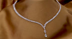 Collana tennis in oro bianco 18k e diamanti naturali taglio pera 37.50ct