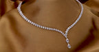 Collana tennis in oro bianco 18k e diamanti naturali taglio pera 37.50ct