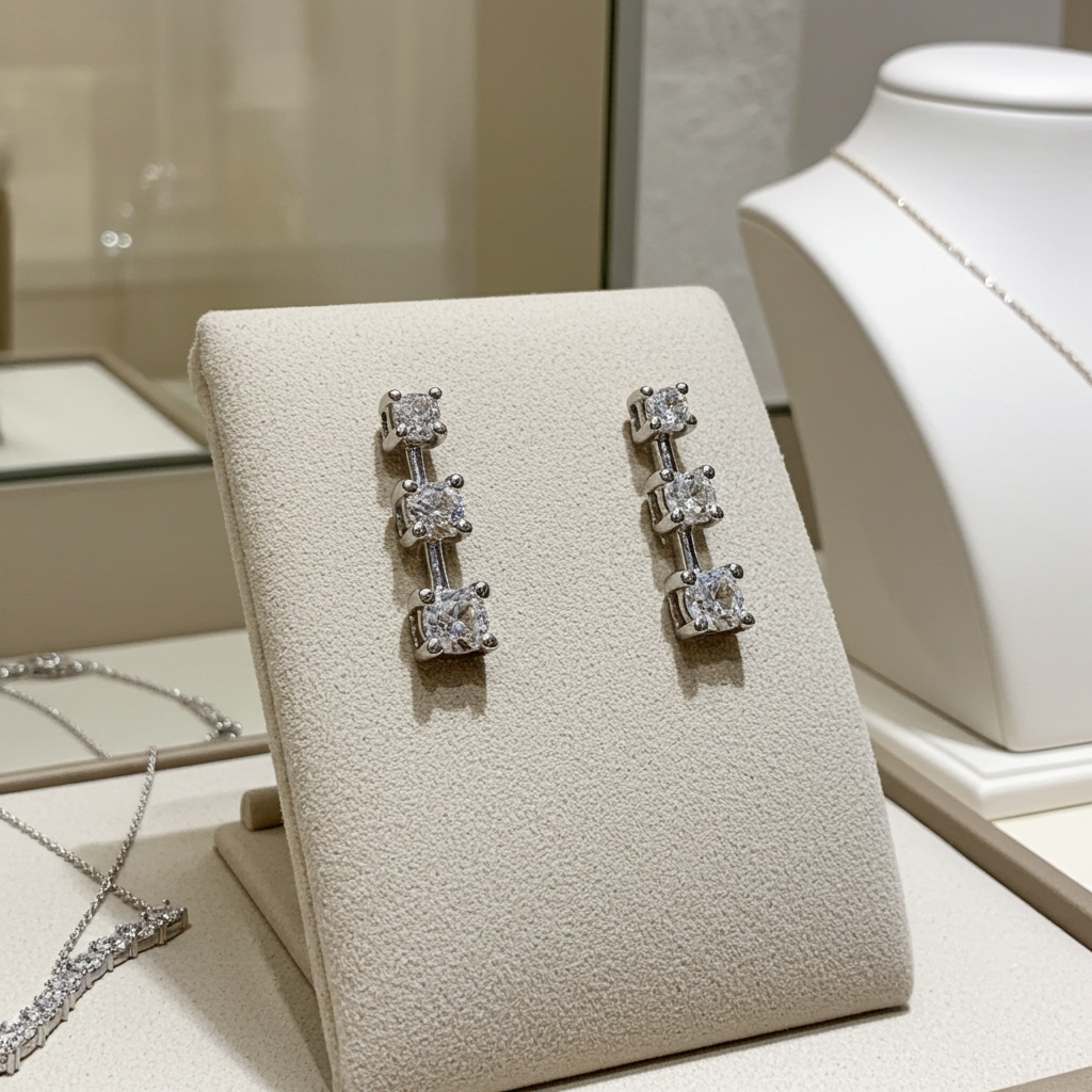 Orecchini punto luce trilogy in oro bianco e diamanti naturali 0.60ct