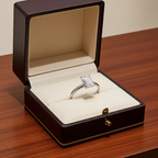 Anello solitario in oro bianco 18k e diamante naturale taglio smeraldo 1.20ct