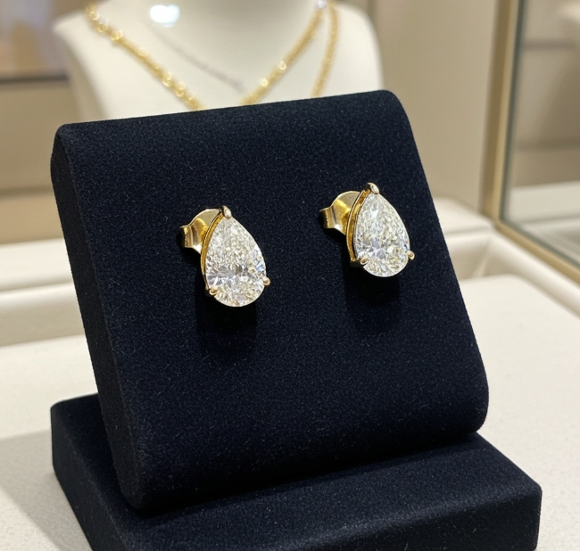 Orecchini a lobo - 18carati Oro giallo - 1,50 ct. tw. Diamante (Coltivato in laboratorio) -