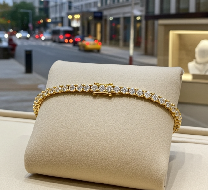 Tennis bracelet - 18 carat Yellow gold - 7.02ct. tw. Diamond (Natural)