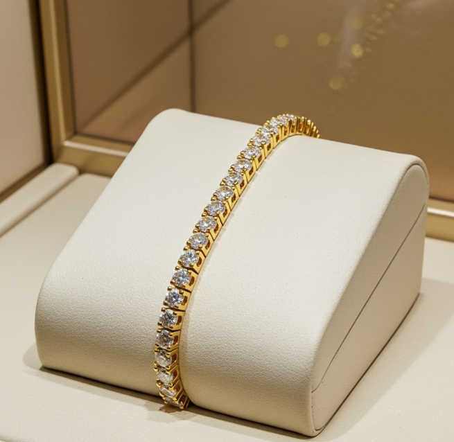Bracciale tennis - 18 carati Oro giallo - 7.02ct. tw. Diamante (Naturale)