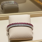 Bracciale tennis in oro bianco e rubino naturali e diamanti naturali 9.00ct