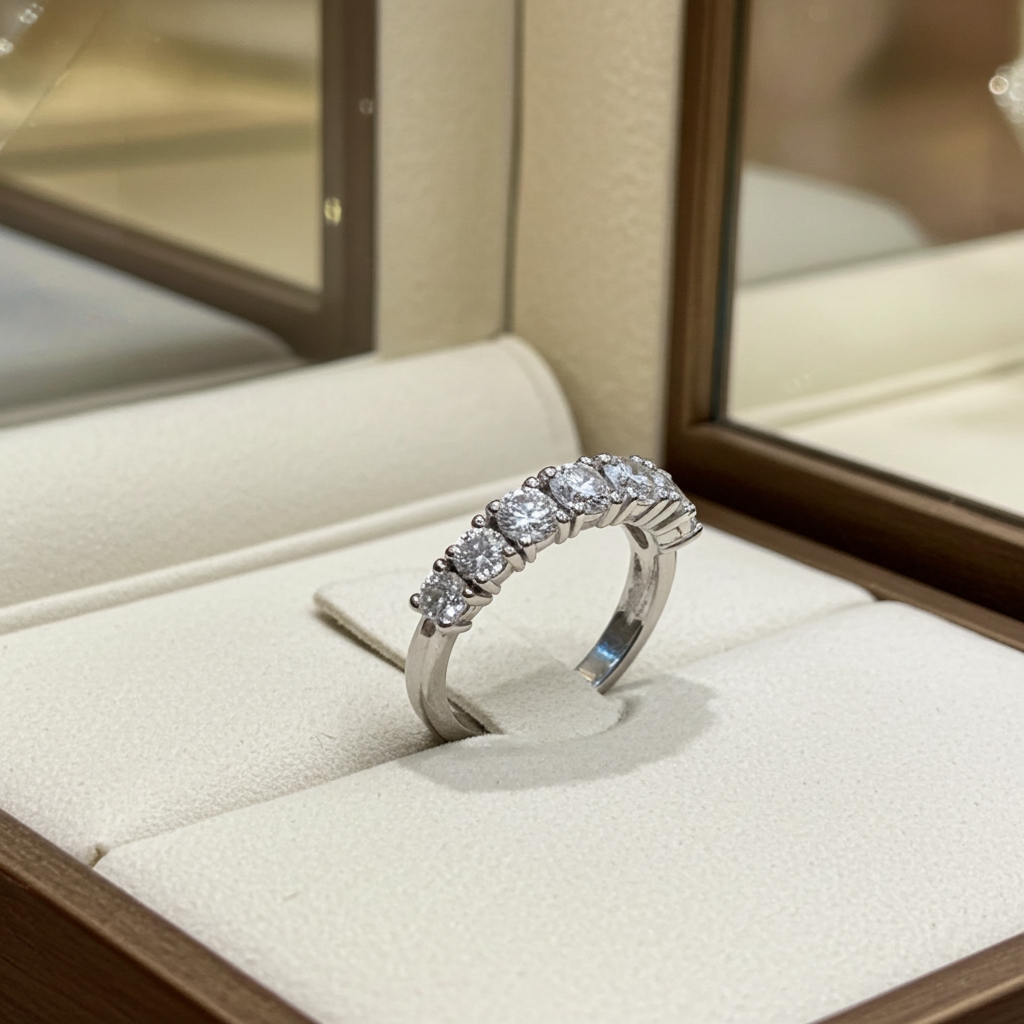 Anello Riviera -0.70 ct 7 Diamanti Naturali