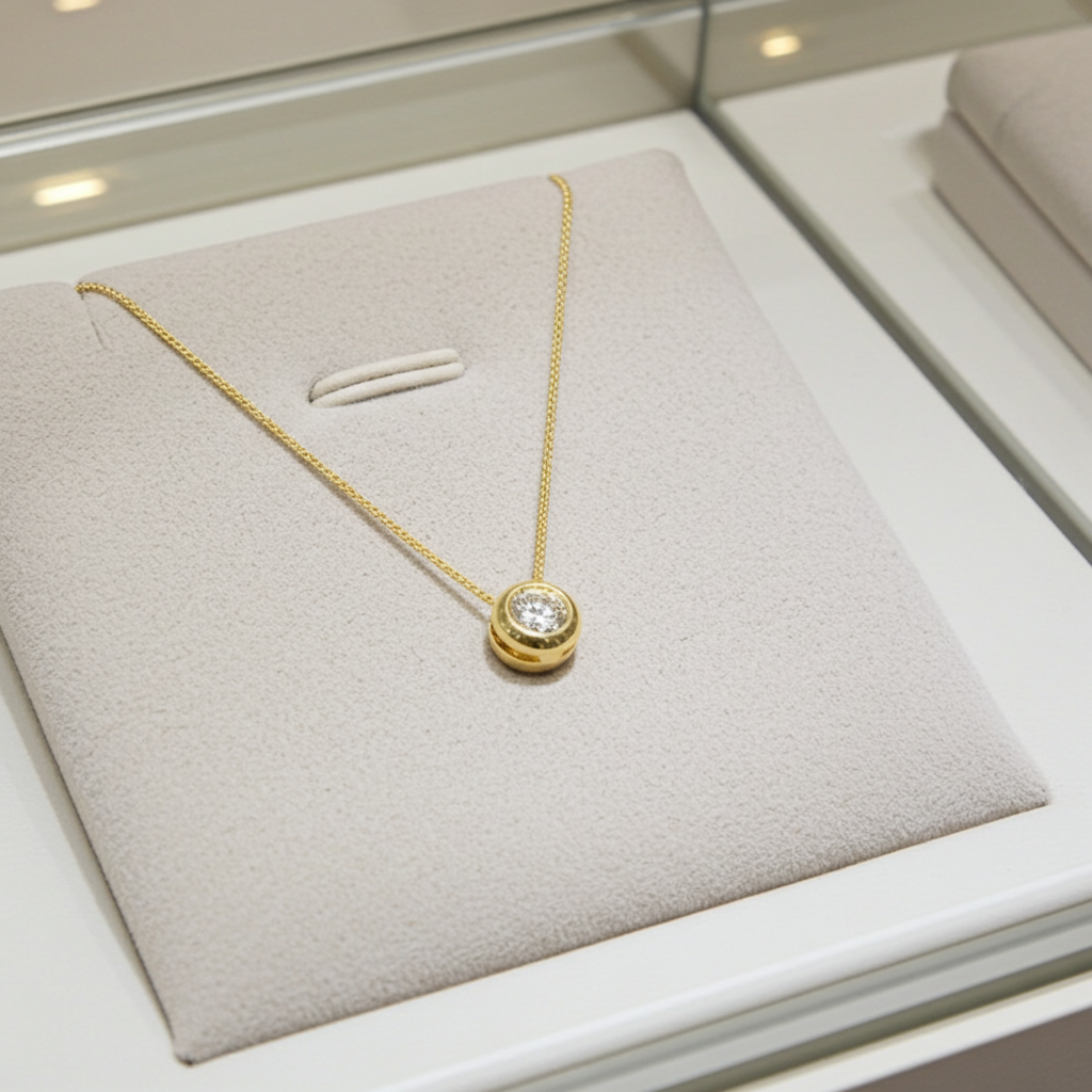 ciondolo  punto luce certificato HRD a cipollina in oro bianco e diamanti naturale  0,07 ct