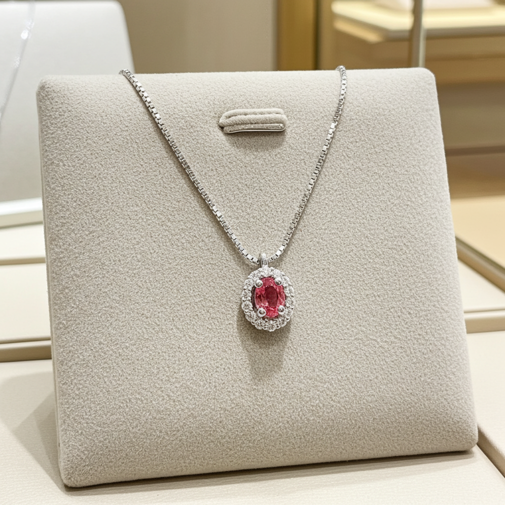 Collana in oro bianco 18k e diamanti naturali e zaffiro naturale 1.20ct