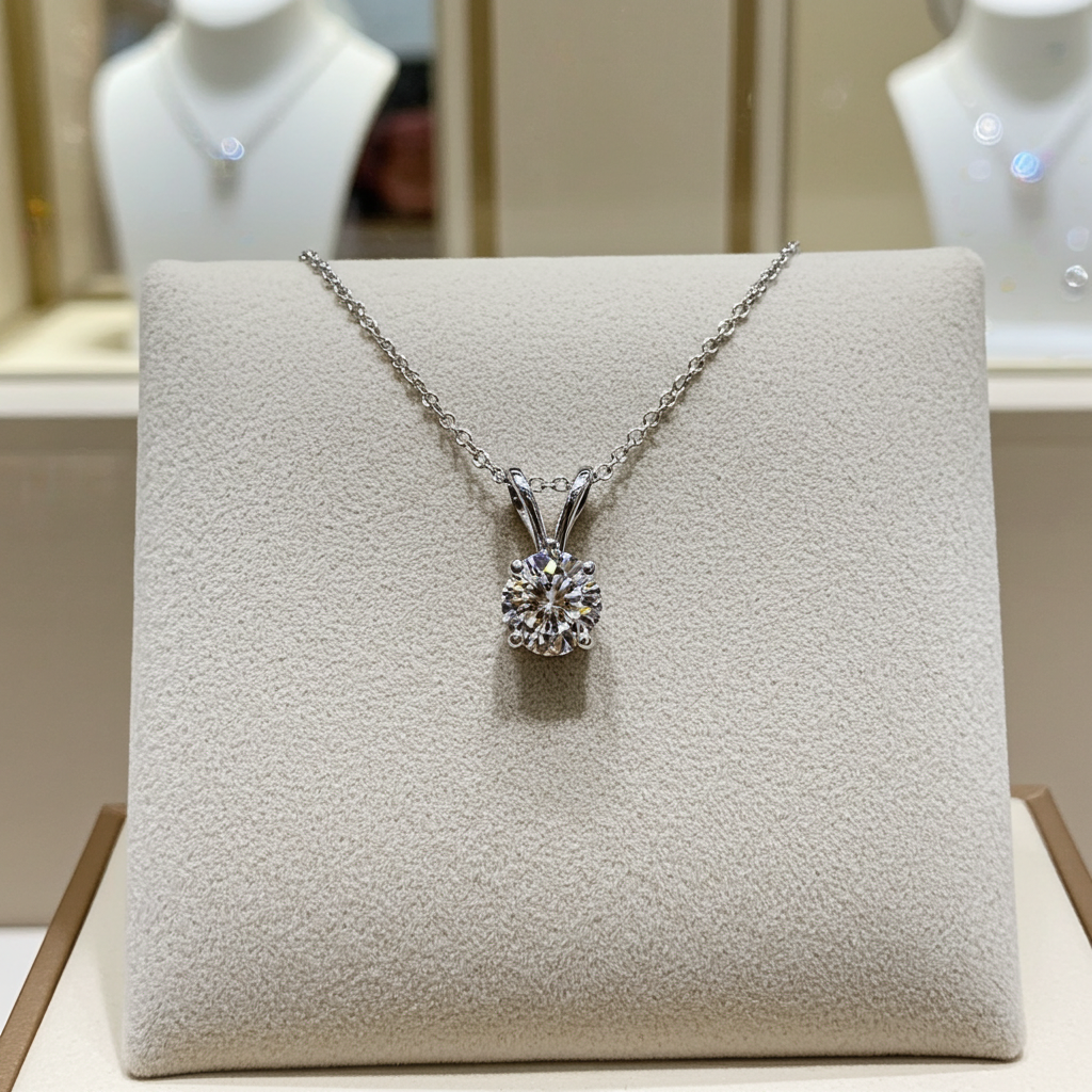 Collana con ciondolo - 18 carati Oro Bianco- 0.78ct. tw. Diamante