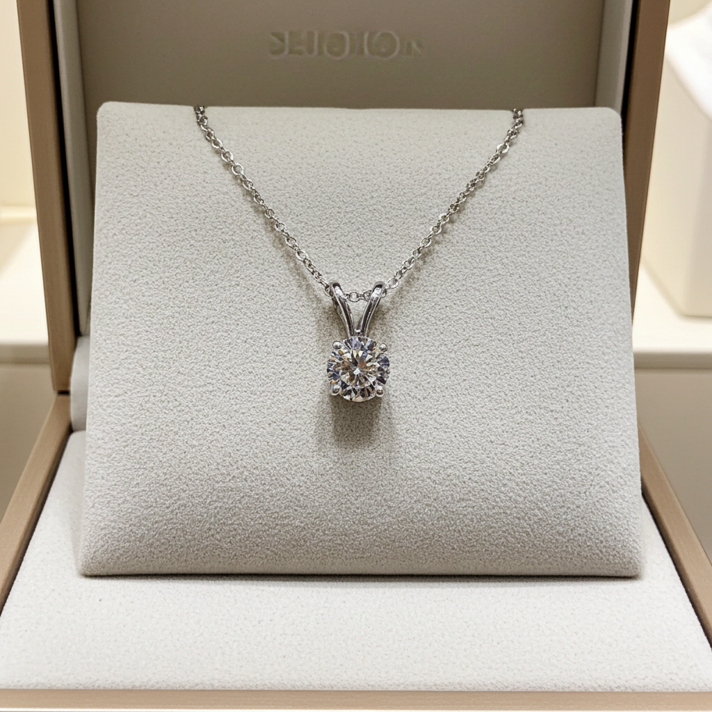 Collana con ciondolo - 18 carati Oro Bianco- 0.78ct. tw. Diamante