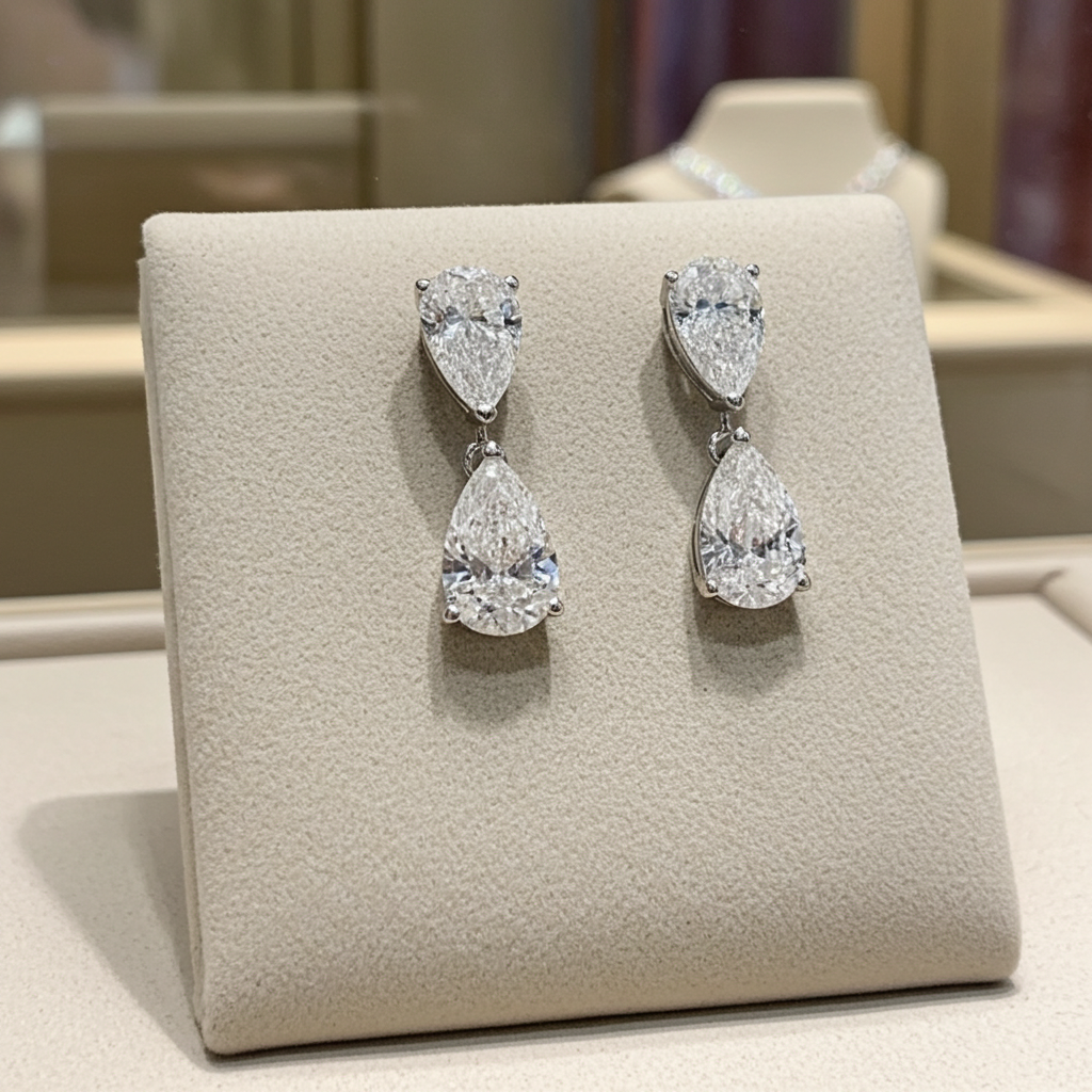 Orecchino in oro 18k con diamanti naturali taglio pera 0.60ct