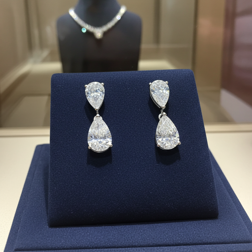Orecchino in oro 18k con diamanti naturali taglio pera 0.60ct