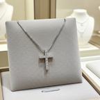Collana con ciondolo Croce piccola con Diamanti ct. 1.10