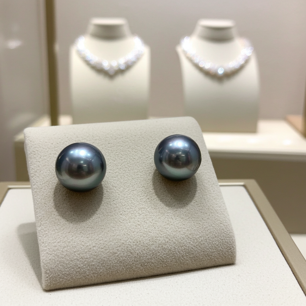Orecchini - 18 carati Oro bianco Perla - Akoya 12 mm
