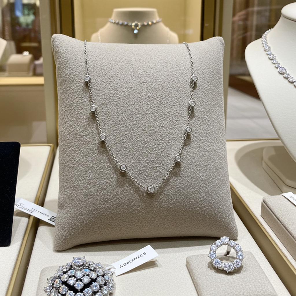 HRD CERTIFIED necklace IN white gold with 7 natural diamonds 0.77 ct